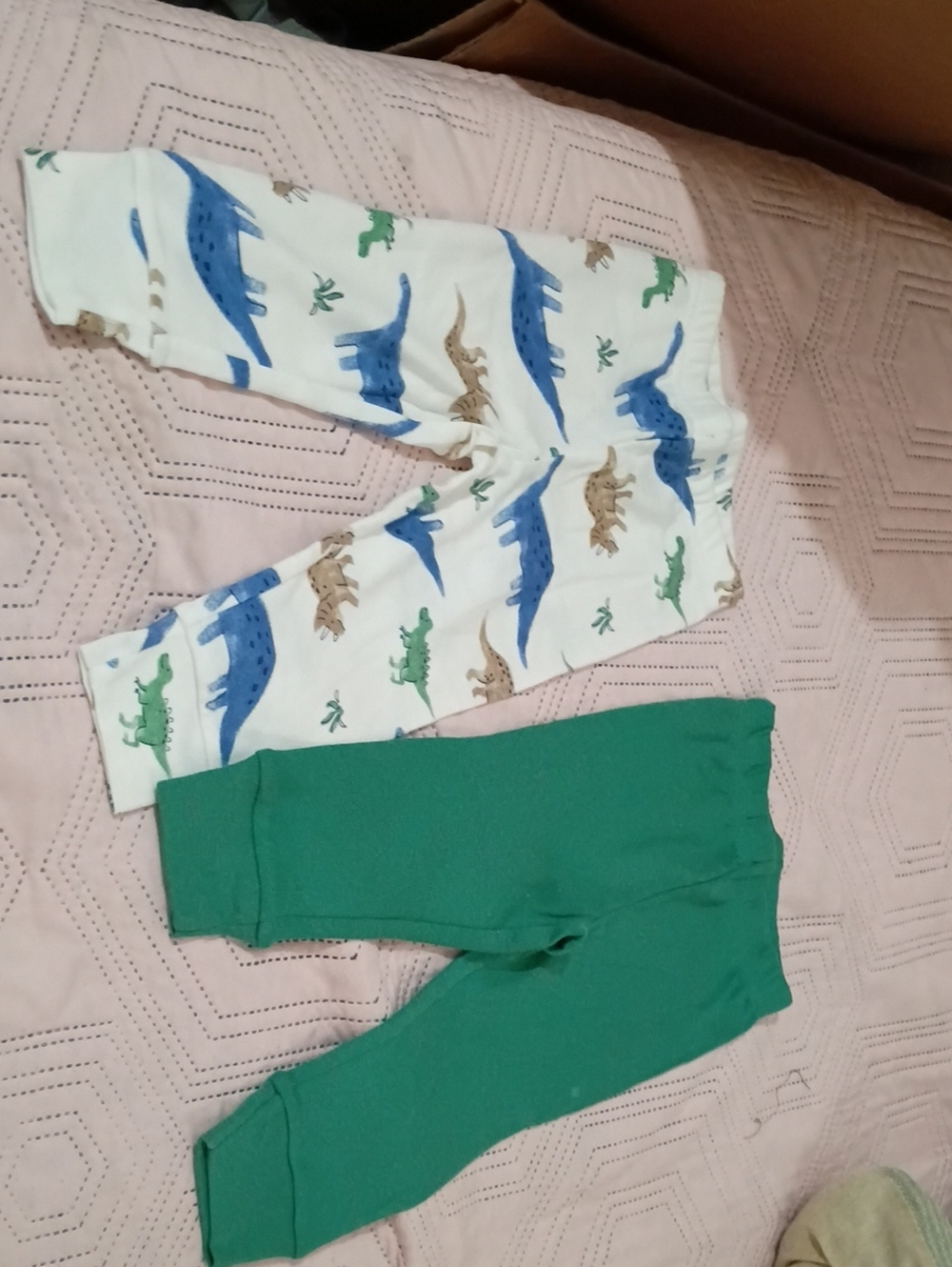 Carter's Green Solid and Dino-Print Pajamas 12 Months
